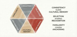 Branding Strategy Hexagon: Consistency, Recognition, and Familiarity Framework