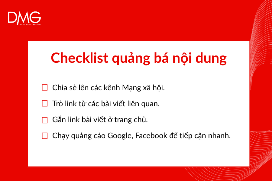Checklist 4 bước quảng bá nội dung hiệu quả của DMG